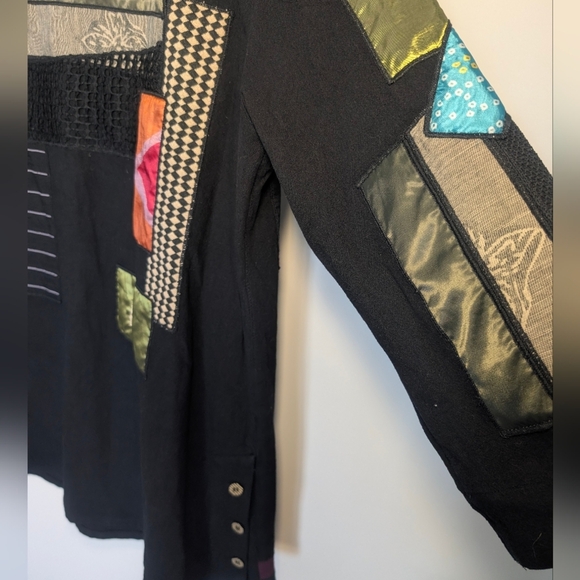 John Mark Jacket Shirt Womens Small Patchwork Embroidered Artsy Button Up - Picture 8 of 11